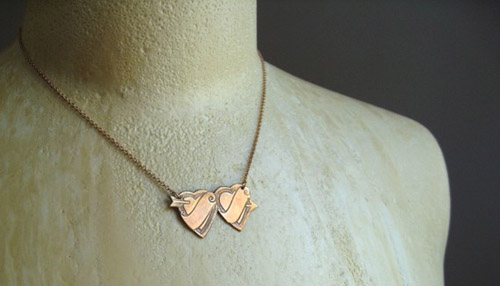 Recycled brass heart necklace