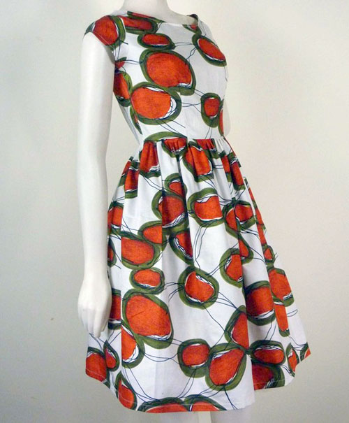 vintage spring dress in red and white