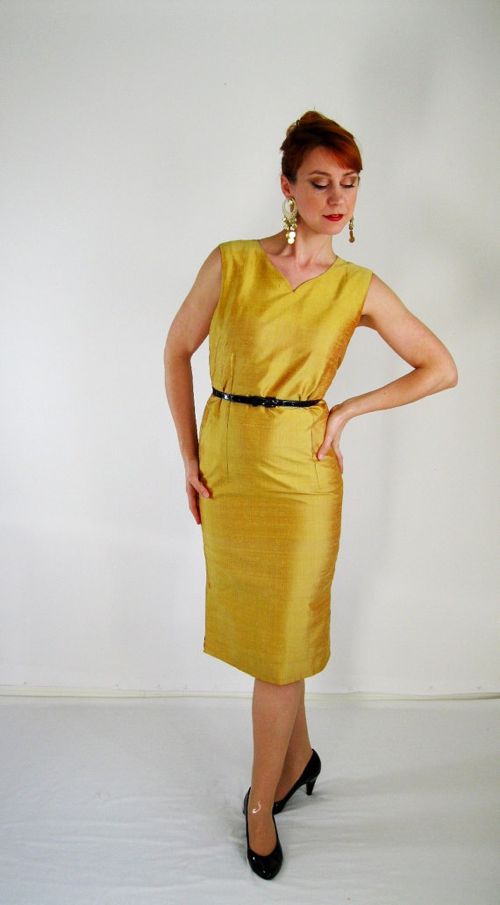 1960's gold wiggle dress
